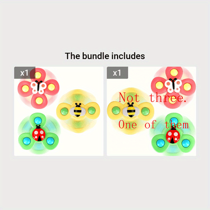3-Pack Suction Cup Spinner Wheel Toys For Boys Ages 1-2 - Fun And Engaging Baby Toys! Christmas Halloween Thanksgiving Gifts