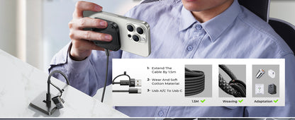 LISEN Third Generation Magnetic Wireless Charger Base, Mini Charging Station, Travel Charging Pad, Portable, Suitable for Multiple Devices, Mobile Phones/ Earphones/ Smart watches, Ffast charging, Long-lasting Life