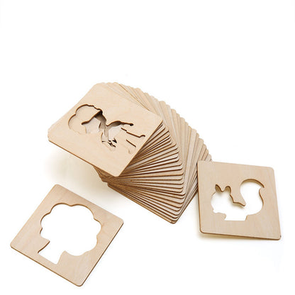 20pcs Wooden Drawing Stencils Kit, Drawing Board Toys Coloring Puzzle Arts Crafts Set, Educational Toys