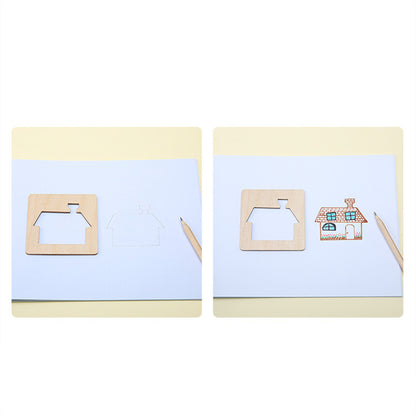 20pcs Wooden Drawing Stencils Kit, Drawing Board Toys Coloring Puzzle Arts Crafts Set, Educational Toys