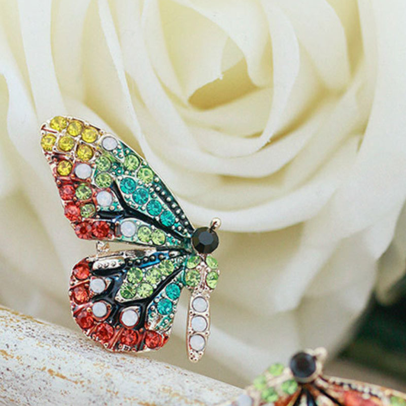 Vibrant Butterfly Shaped Stud Earrings - Sparkling Alloy Jewelry with Synthetic Gems Inlay, Bohemian Luxury Style, Hypoallergenic, Nickel-Free, Perfect for Women's Everyday Wear