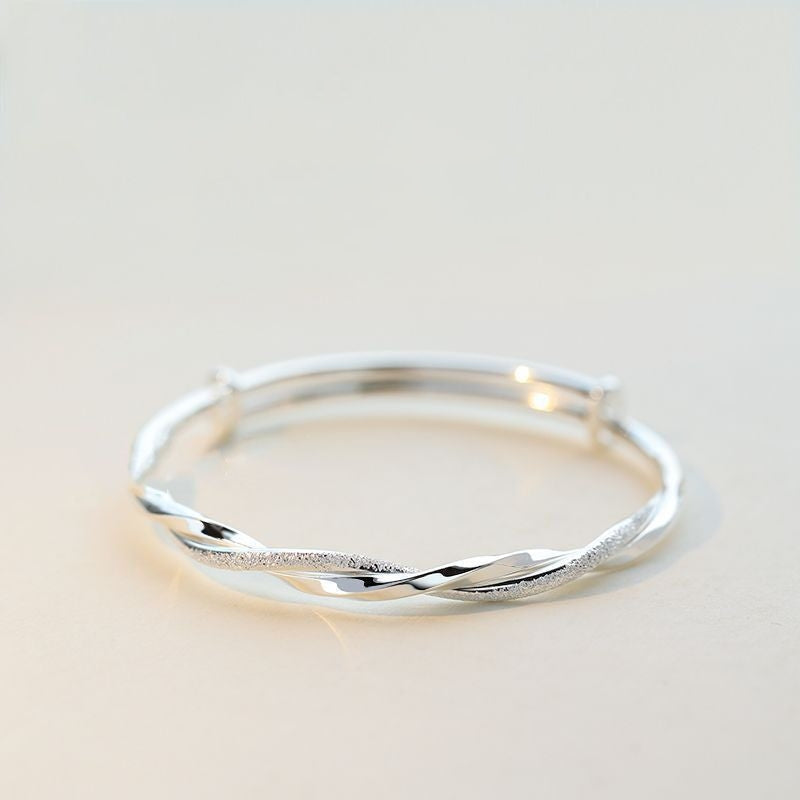 1pc, Silvery Simple Cuff Bracelets, Mobius Nail Sand Bracelet, Round Bangle, Female Jewelry, Bracelet Packs, Birthday Gifts, Holiday Gifts, Mother's Day Gifts, Party Favors