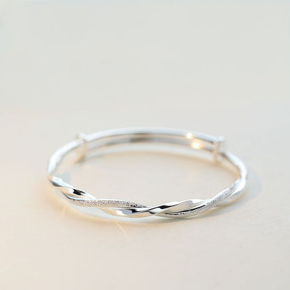 1pc, Silvery Simple Cuff Bracelets, Mobius Nail Sand Bracelet, Round Bangle, Female Jewelry, Bracelet Packs, Birthday Gifts, Holiday Gifts, Mother's Day Gifts, Party Favors