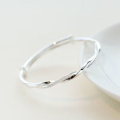 1pc, Silvery Simple Cuff Bracelets, Mobius Nail Sand Bracelet, Round Bangle, Female Jewelry, Bracelet Packs, Birthday Gifts, Holiday Gifts, Mother's Day Gifts, Party Favors