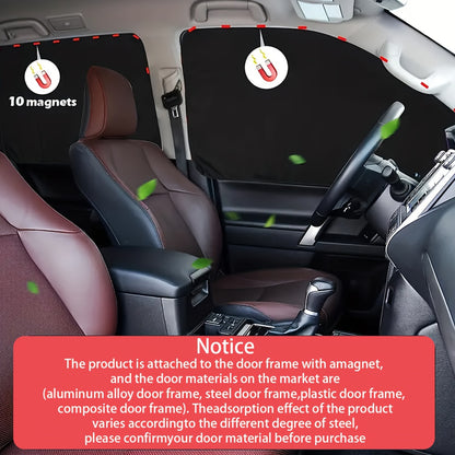 Set of 4 Magnetic Sunshades, Designed for Vehicle Side Windows, UV Protection and Heat Insulation Windshield Cover. Suitable for All Vehicles to Ensure Privacy. Front Window Shade with Anti-Sunlight Thermal Blocking Cooler Co