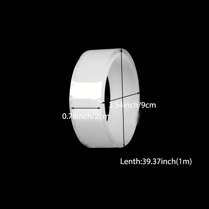 1pc Transparent Nano Tape, Washable Gel Reusable Double-Sided Tape Adhesive Nano Tape, Traceless Sticker Removable Universal Disks Glue Tape, Kitchen Bathroom Bedroom Office Accessories
