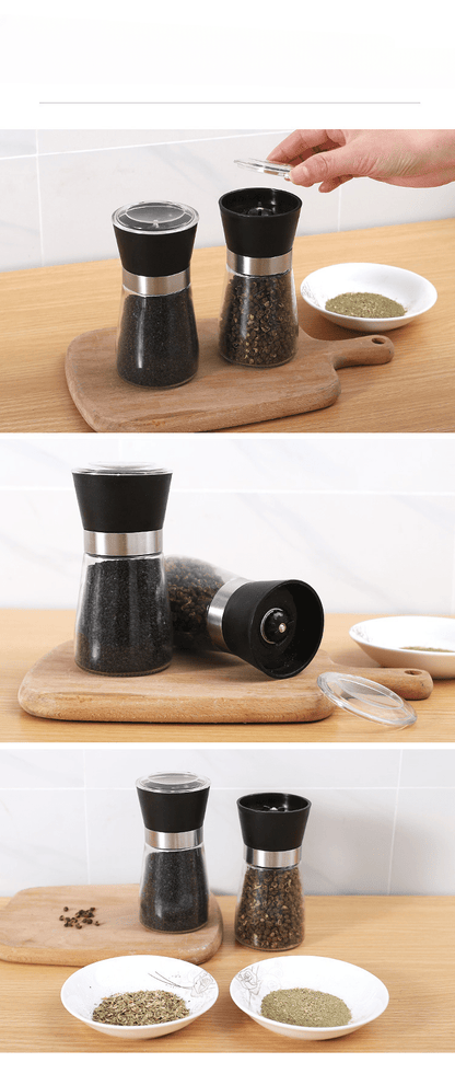 Stainless Steel Manual Mill Pepper/Salt/Spices Grinder Kitchen Supply Spices Glass Storage Container Kitchen Gadget, For Restaurant Commercial Use Eid Al-Adha Mubarak