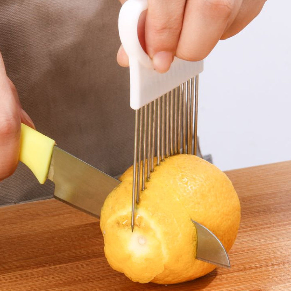 1pc, Onion Slicer Holder, Onion Holder For Slicing, Stainless Steel Onion Slicer Cutter, Lemon Holder Slicer, Creative Onion Slicer Holder, Onion Slicer Cutter For Steak Tendons, Household Gadget, Kitchen Too