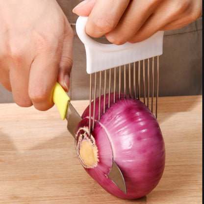 1pc, Onion Slicer Holder, Onion Holder For Slicing, Stainless Steel Onion Slicer Cutter, Lemon Holder Slicer, Creative Onion Slicer Holder, Onion Slicer Cutter For Steak Tendons, Household Gadget, Kitchen Too