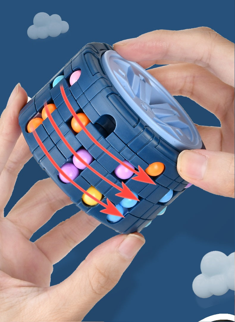 3D Cylinder Cube Toy Magical Bean Gyro Rotate Slide Puzzle Games Relieve Stress For Children Educational Toys (red, Blue, Black), Halloween, Christmas gift, Thanksgiving Day gift