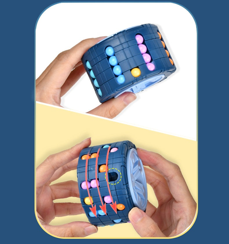 3D Cylinder Cube Toy Magical Bean Gyro Rotate Slide Puzzle Games Relieve Stress For Children Educational Toys (red, Blue, Black), Halloween, Christmas gift, Thanksgiving Day gift