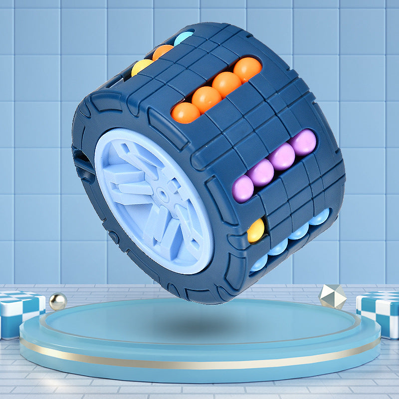 3D Cylinder Cube Toy Magical Bean Gyro Rotate Slide Puzzle Games Relieve Stress For Children Educational Toys (red, Blue, Black), Halloween, Christmas gift, Thanksgiving Day gift