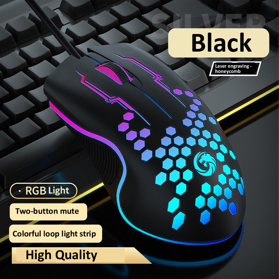 Colorful Mute Wired Gaming Mouse 1600 DPI Magic 3 Button USB Mouse With RGB Backlight Mute Mice For PC Gamer Computer Laptop Mouse Mice