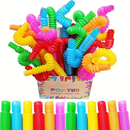 8/12pcs Pop Tubes Sensory Toys Perfect For Developing Fine Motor Skills, And Preschool Boys & Girls, Christmas And Halloween Gift