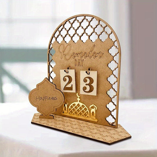 1pc, Countdown Calendar for Ramadan Decorations, Wooden Advent Calendar for Ramadan, Indoor Home Decoration, Room Scene Decor, Ramadan, Eid Al-Fitr, Eid Al Adha, Eid Mubarak, Home Decorations for Ramadan, Islamic Themed Party