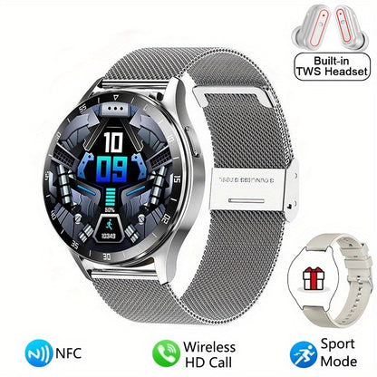 2-in-1 Smartwatch With Headphones, TWS Wireless Headphones, NFC, Sports Music, Full Touch High-definition Screen Fitness Tracker, Sports Watch, Built-in Headphones