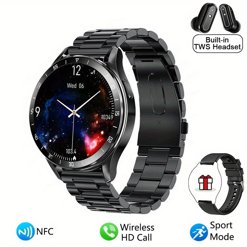 2-in-1 Smartwatch With Headphones, TWS Wireless Headphones, NFC, Sports Music, Full Touch High-definition Screen Fitness Tracker, Sports Watch, Built-in Headphones