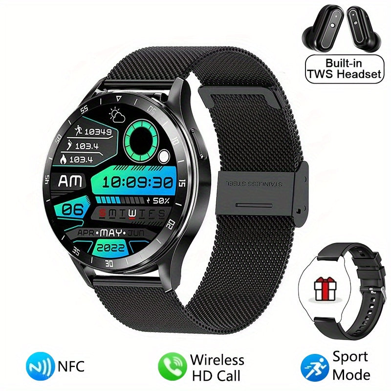 2-in-1 Smartwatch With Headphones, TWS Wireless Headphones, NFC, Sports Music, Full Touch High-definition Screen Fitness Tracker, Sports Watch, Built-in Headphones