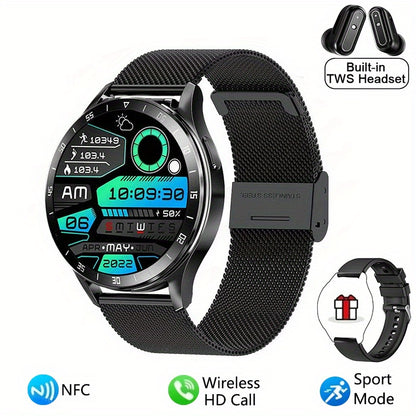 2-in-1 Smartwatch With Headphones, TWS Wireless Headphones, NFC, Sports Music, Full Touch High-definition Screen Fitness Tracker, Sports Watch, Built-in Headphones