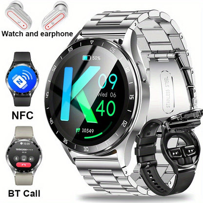 2-in-1 Smartwatch With Headphones, TWS Wireless Headphones, NFC, Sports Music, Full Touch High-definition Screen Fitness Tracker, Sports Watch, Built-in Headphones