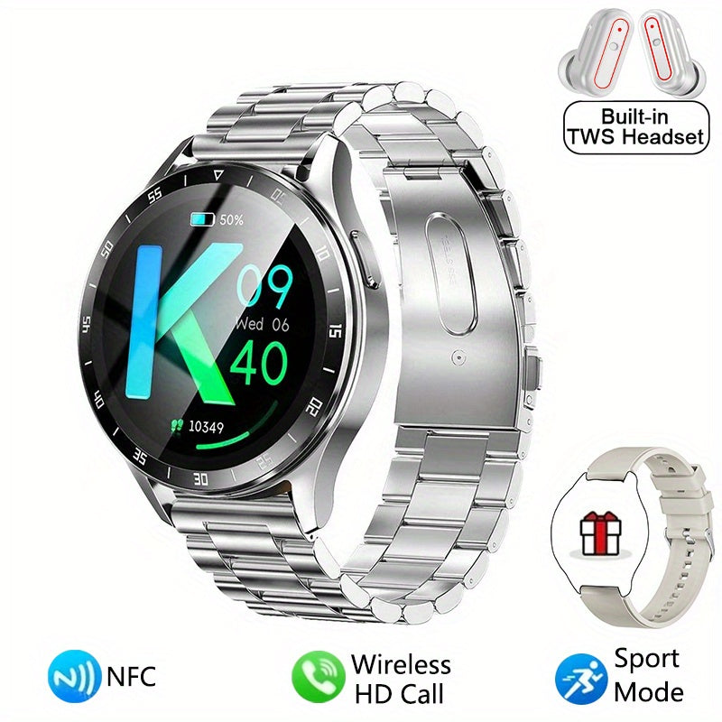 2-in-1 Smartwatch With Headphones, TWS Wireless Headphones, NFC, Sports Music, Full Touch High-definition Screen Fitness Tracker, Sports Watch, Built-in Headphones
