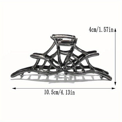 New 2024 Halloween Spider Web Hair Claw Clips For Women Jewelry Accessories Black Silvery Golden Large Metal Barrette Party Headwear