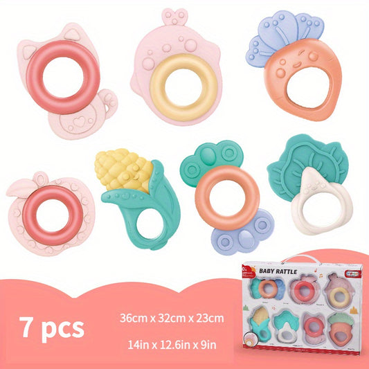 Baby Rattle Toy Newborn Gift Box Set Baby Teether Boiled Hand Rattle Grasp Teething Bell