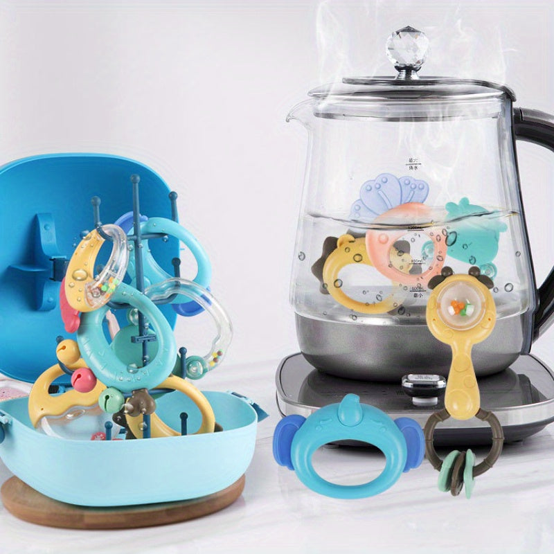 Baby Rattle Toy Newborn Gift Box Set Baby Teether Boiled Hand Rattle Grasp Teething Bell