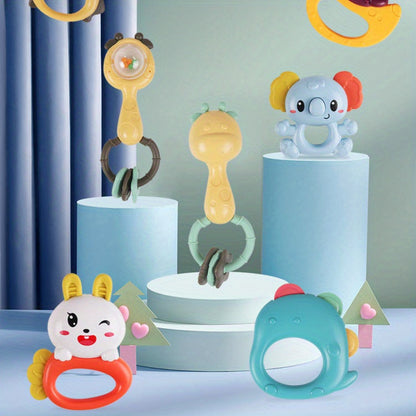 Baby Rattle Toy Newborn Gift Box Set Baby Teether Boiled Hand Rattle Grasp Teething Bell