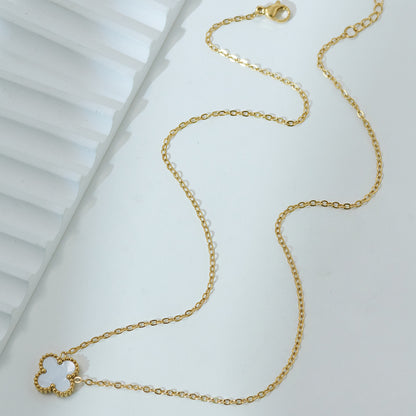 Elegant Golden-Tone Four-Leaf Clover Jewelry Set With White Mother Of Pearl Accents - Necklace, Bracelet & Earrings For Women Jewelry For Women Necklaces For Women