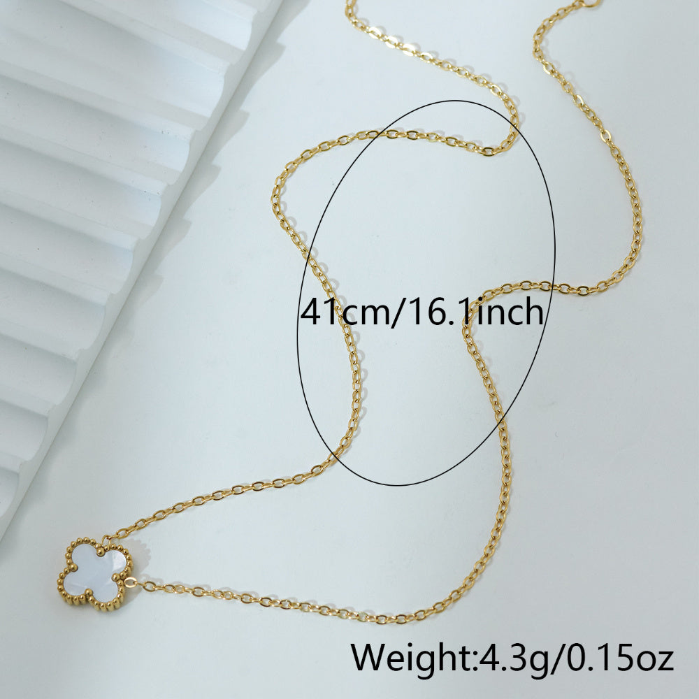 Elegant Golden-Tone Four-Leaf Clover Jewelry Set With White Mother Of Pearl Accents - Necklace, Bracelet & Earrings For Women Jewelry For Women Necklaces For Women