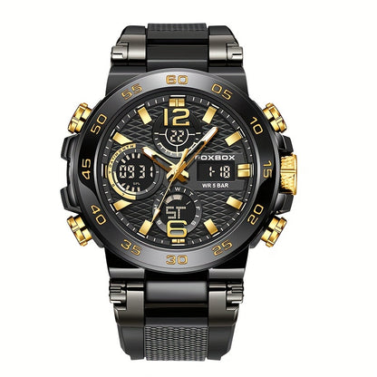 Men's Sports Watch, Waterproof Dual Display Digital Quartz Watch, Alarm Clock Chronograph Multifunction Luminous Watch, Ideal choice for Gifts