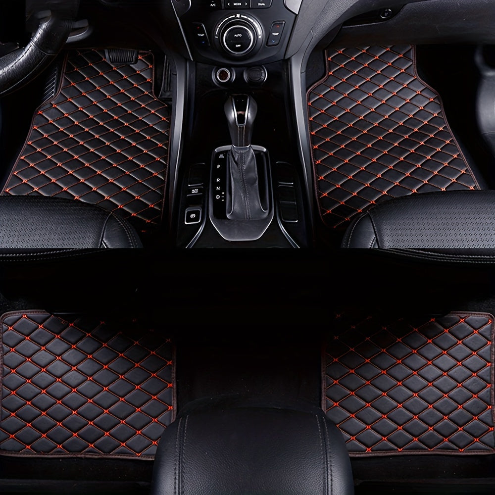 4pcs Car Floor Mats Universal Waterproof Front Rear Full Set Auto Rugs Faux Leather Car Carpet Accessories Interior