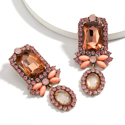 Fashion Exaggerated Glass Diamond Rhinestone Set Diamond Earrings