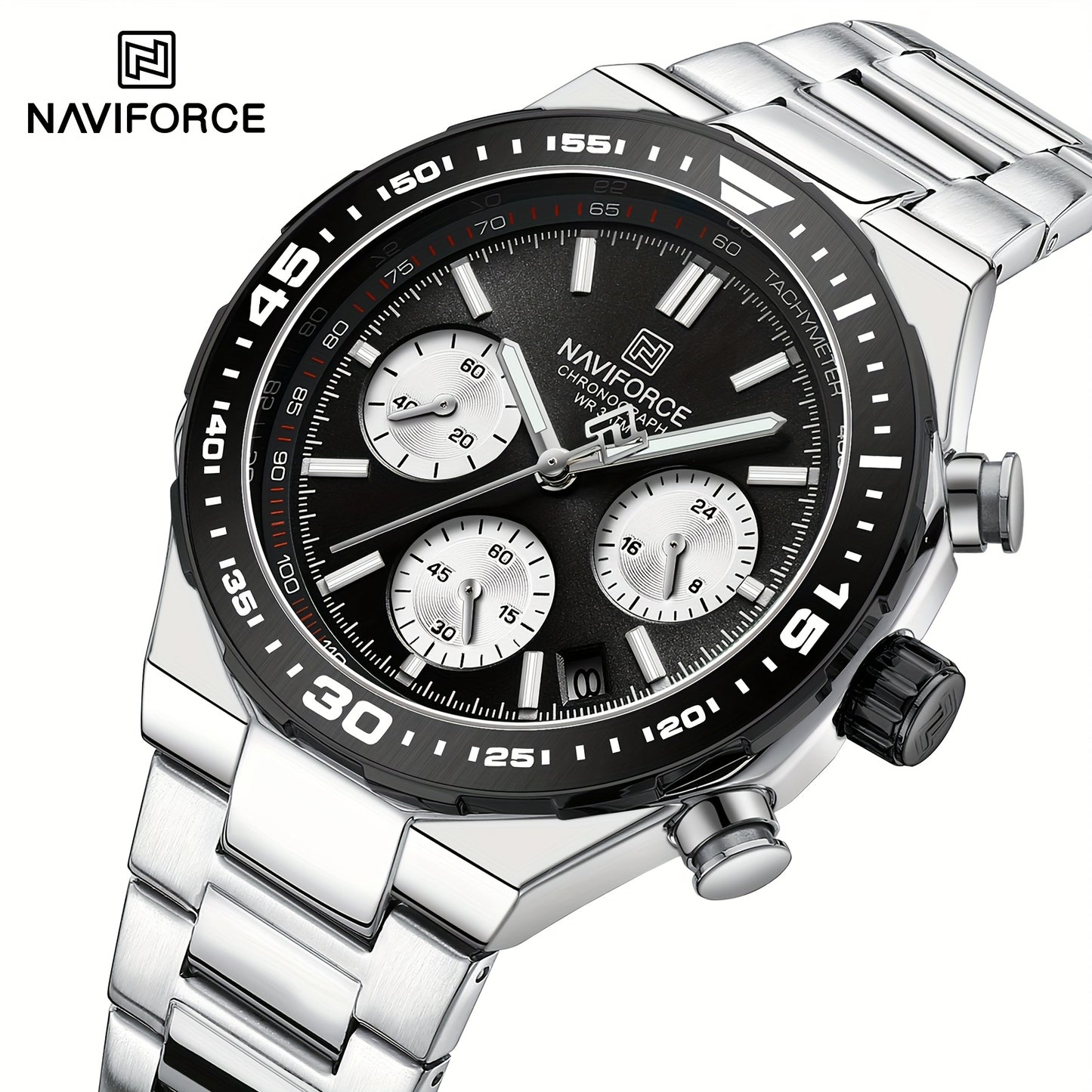 NAVIFORCE Men'S Luxury Business Watch, Multi-function Chronograph Waterproof Men Watches, 24/12 Hour date Display Man Wristwatch, Men Gift