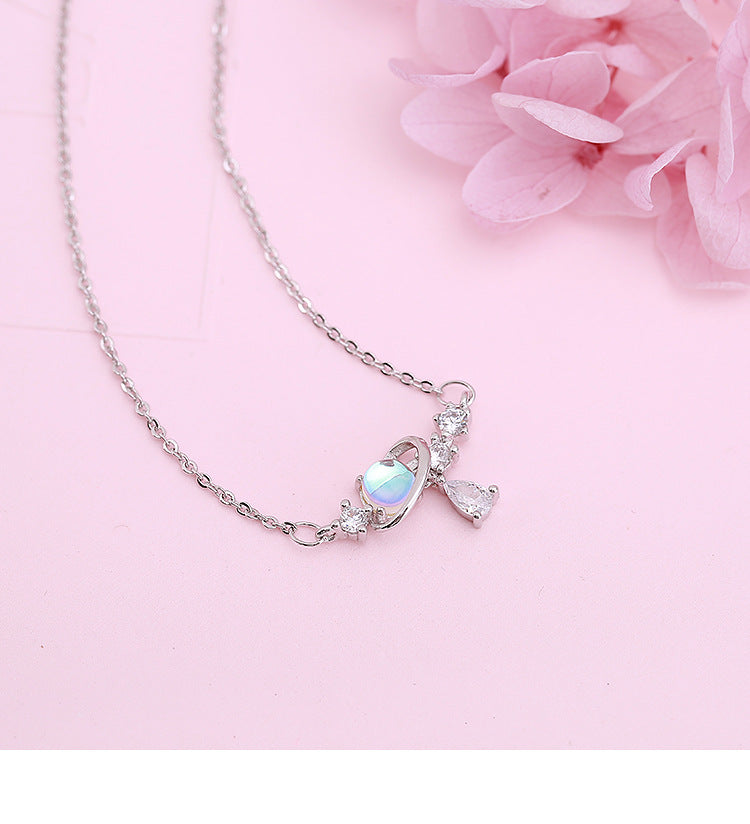Aurora water drop planet necklace girl sweet and simple
