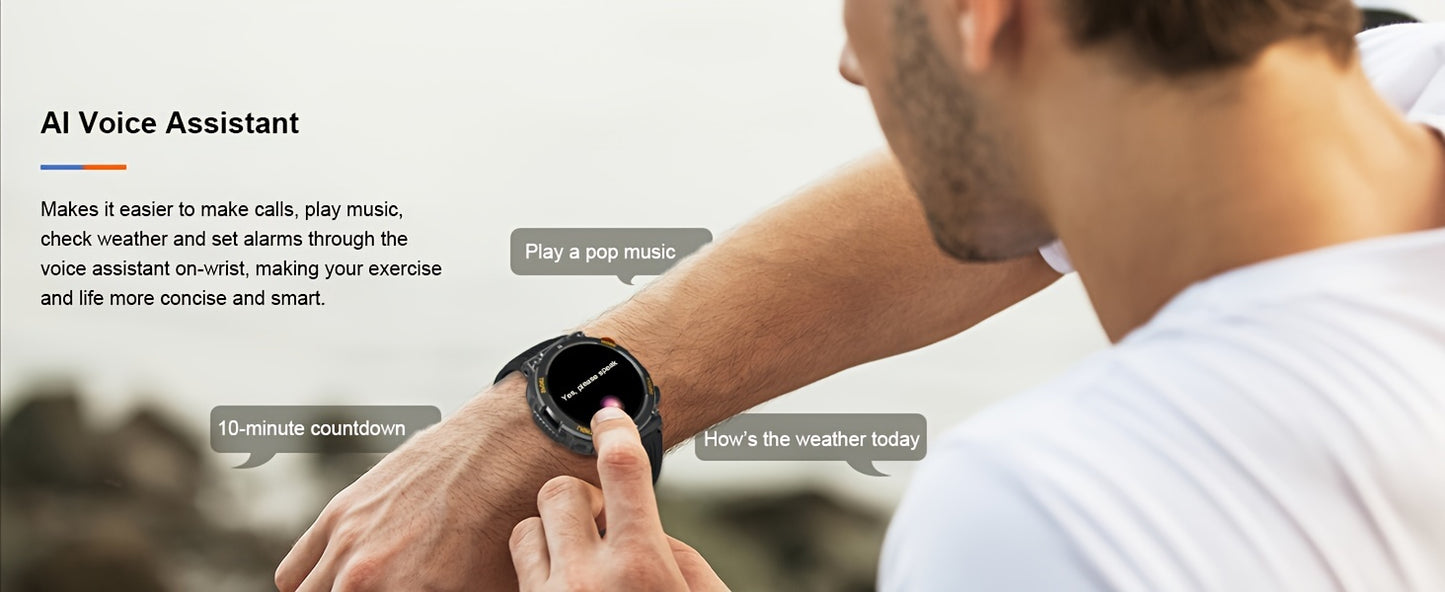 QTLLBT Smart Watch, Wireless Phone Answering, Outdoor Sports Watch, LED Light, High Quality, Compass Fitness Tracker, Pedometer, MMS Display, Suitable for Android, iPhone, Mobile Phone, Smart Watch for Men And Women, Gift