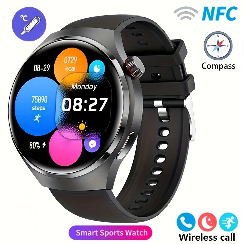 2024 New NFC Smart Watch Men Watch 4 Pro AMOLED 360*360 HD Screen AI Voice Wireless Call Smart Watch For Men Motion Trajectory Compass Smartwatch Men Sports Fitness Watches