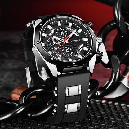 Stylish Business Men's Quartz Sports Watch - Auto Date Big Dial Wristwatch with Precise Timekeeping and Water Resistant Function - Perfect for Formal and Casual Occasions