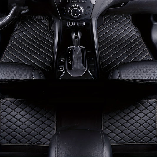 4pcs Car Floor Mats Universal Waterproof Front Rear Full Set Auto Rugs Faux Leather Car Carpet Accessories Interior
