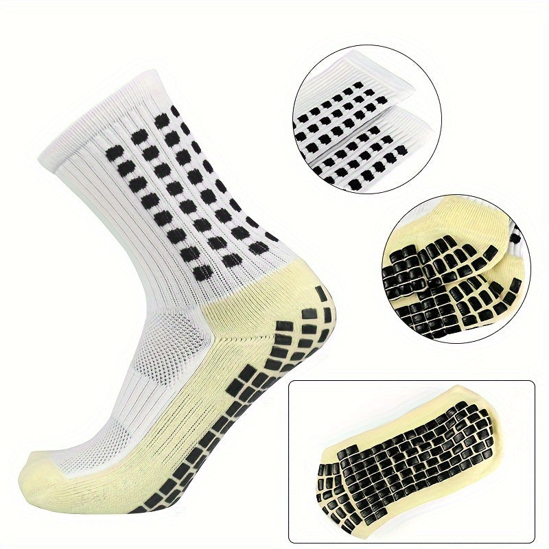 5-Piece Soccer Sports Gear Set with Silicone Grip Football Socks, Shin Guards, Protective Gear, Drawstring Backpack and Sports Tapes - Polyester and Elastane Knitted Tube Socks Solid Color Hand and Machine Washable