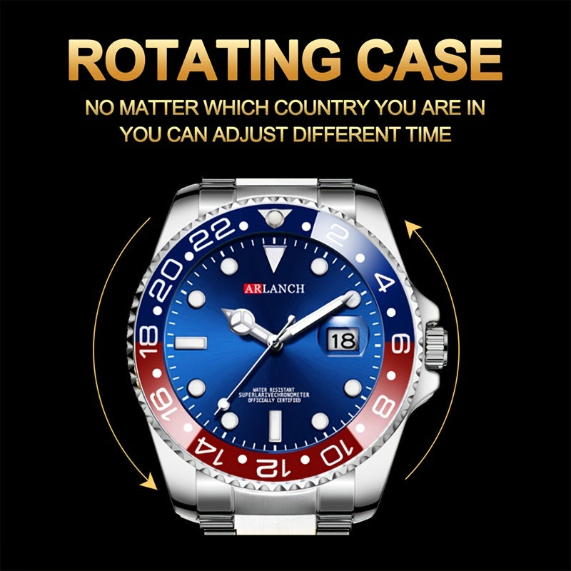 ARLANCH New Fashion Brand Men's Stainless Steel Watches Luminous Male Quartz Watches Calendar Sports Men's Business Watches