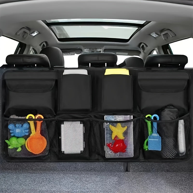 1 Pcs Car Trunk Car Storage Bag, Rear Seat Suspension Car Storage Bag, With 8 Large Storage Bags - For SUVs, Trucks, Vans - Your Space Saving Expert