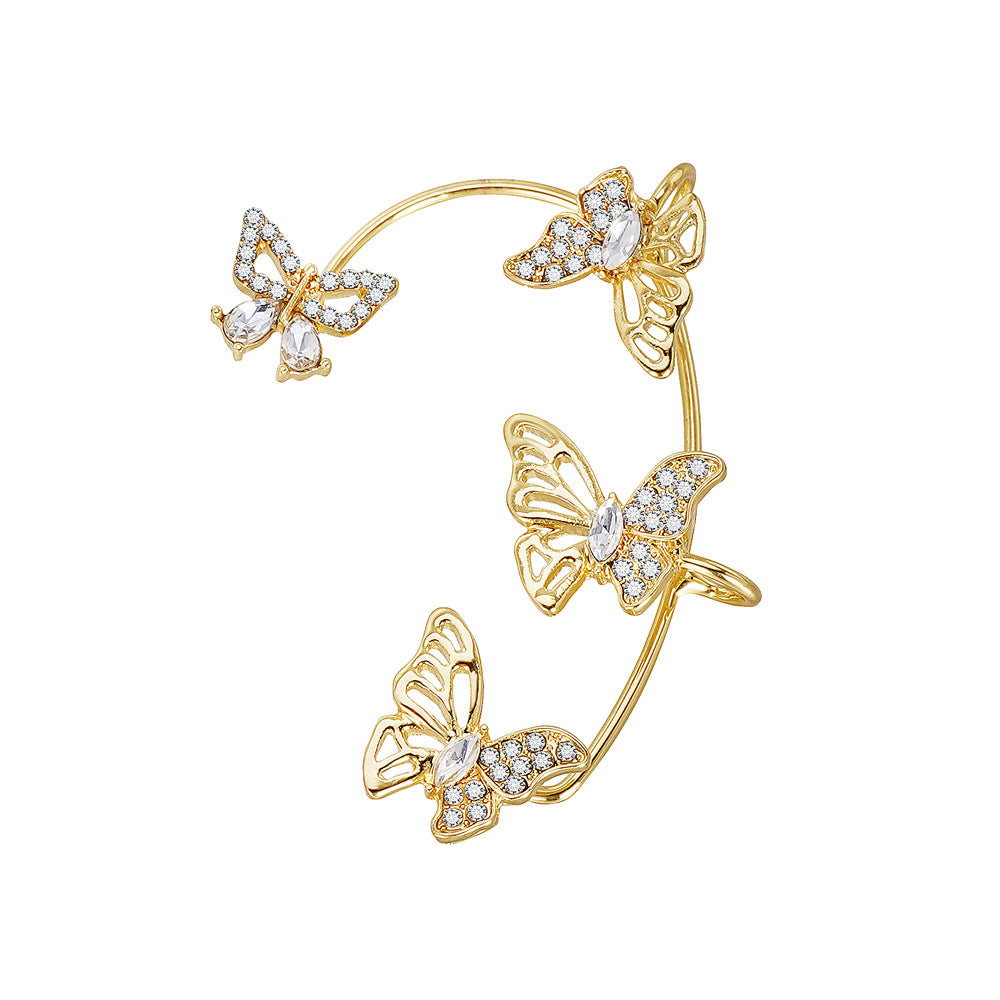 Women'S Elegant Butterfly Ear Cuffs - No-Piercing Ear Hooks, Synthetic Gemstone Accents, Everyday & Formal Jewelry for Parties, Weddings, Everyday Outfits - Non-Piercing Ear Clips for Sensitive Light Beige, Party Accessories,