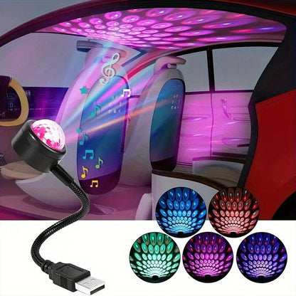 Car Atmosphere Lamp USB Roof Lamp Night Light LED Color Lamp Sound Control Music Car Decoration