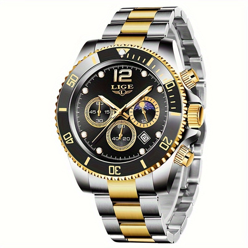 LIGE Watches men&women's Top Brand Luxury Clock Casual Stainless Steel men&women's Watch Sports Quartz Chronograph, Suitable for Women&women