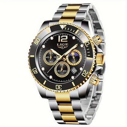 LIGE Watches men&women's Top Brand Luxury Clock Casual Stainless Steel men&women's Watch Sports Quartz Chronograph, Suitable for Women&women