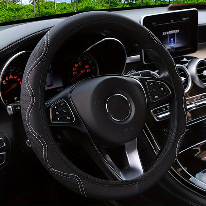 Luxurious PU Leather Steering Wheel Cover - 3D Comfort, No Inner Ring, Car Accessories Christmas Gift