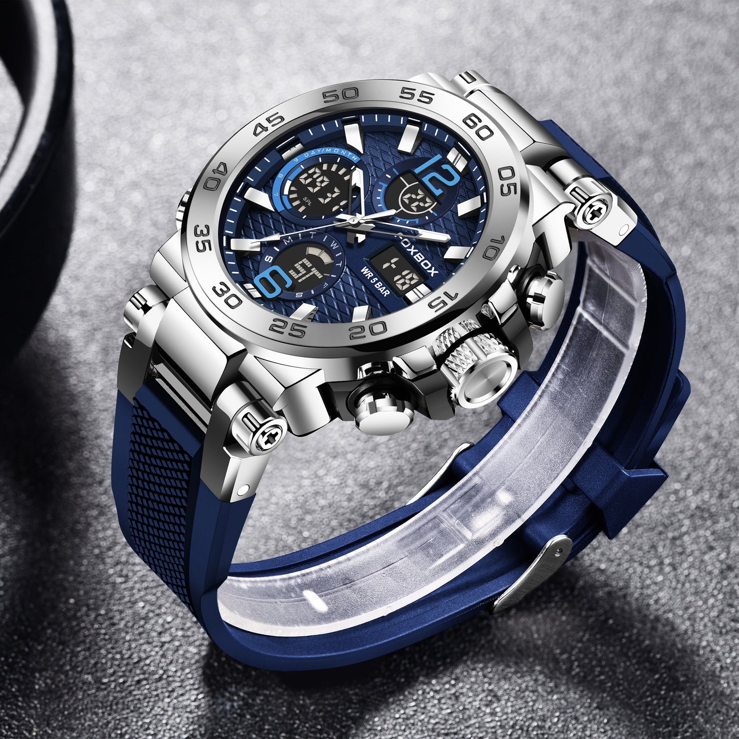 Men's Sports Watch, Waterproof Dual Display Digital Quartz Watch, Alarm Clock Chronograph Multifunction Luminous Watch, Ideal choice for Gifts