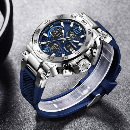 Men's Sports Watch, Waterproof Dual Display Digital Quartz Watch, Alarm Clock Chronograph Multifunction Luminous Watch, Ideal choice for Gifts